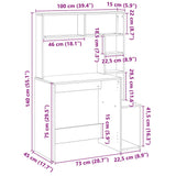 ZNTS Desk with Shelves White 100x45x140 cm Engineered Wood 860436