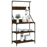 Baker's Rack with Hooks 4-Tier Brown Oak Engineered Wood 838962