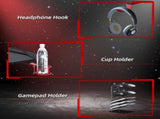 122 x 66 cm Gaming Desk, Carbon Fibre Covered Computer Desk, Gamer Workstation with Headphone Hook, T3398P378014