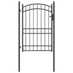Fence Gate with Lock Grey 200 x 100 cm Powder-coated steel 42008976