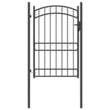 Fence Gate with Lock Grey 200 x 100 cm Powder-coated steel 42008976