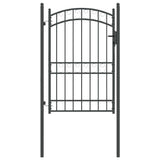 Fence Gate EMMEN 200 x 100 cm Powder-coated steel Grey Lockable 42008976
