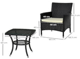 3 Pieces Rattan Bistro Set, Wicker Garden Furniture Set with 2-Tier Coffee Table and Chairs, T3398P314226