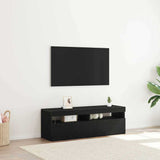 TV Cabinet with LED Black Oak 120 x 35 x 40 cm Engineered Wood 862553