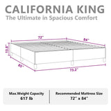 Bed Frame without Mattress Dark Grey California King Fabric 347114