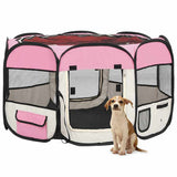 171010 Foldable Dog Playpen with Carrying Bag Pink 110x110x58 cm