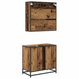 Bathroom Furniture Set with Door 2 pcs Old Wood Engineered Wood 3402506