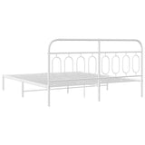 Metal Bed Frame without Mattress with Headboard White 160x200cm 377169