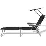 Sunlounger Black Powder-coated steel Medium Foldable 42932