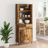 Highboard Old Wood 69.5 x 34 x 180 cm Engineered Wood and Glass 3415666