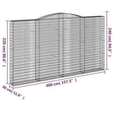 Arched Gabion Baskets 7 pcs 400x30x220/240 cm Galvanised Iron 3146949