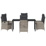 Garden Dining Set with Cushion 5 pcs Light Grey Poly Rattan 3380522