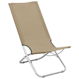 ZNTS Folding Beach Chairs 2 pcs Taupe Fabric 310378