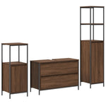 ZNTS 3 Piece Bathroom Furniture Set Brown Oak Engineered Wood 3328363