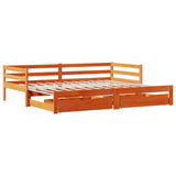 Daybed with Trundle&Drawers without Mattress Wax Brown 90x200 cm 3302162