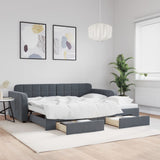 Daybed with Trundle&Drawers without Mattress Dark Grey 90x190 cm 3197024