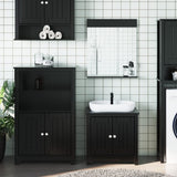 3 Piece Bathroom Furniture Set BERG Black Solid Wood Pine 3206499