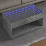 Coffee Table with Infinity LED Concrete Grey 90x50x50 cm 847668