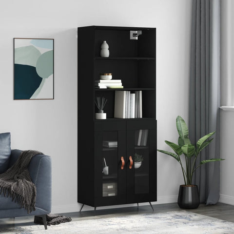 Highboard Black 69.5x34x180 cm Engineered Wood 3189286