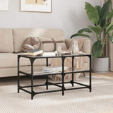 Coffee Table with Black Glass Top 78.5x40x45 cm Steel 846011
