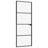 Interior Door Black 76x201.5 cm Tempered Glass&Aluminium 153658