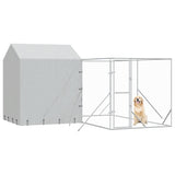 Outdoor Dog Kennel with Roof Silver 4x4x2.5 m Galvanised Steel 3190478