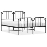 Metal Bed Frame without Mattress with Footboard Black 135x190cm 373904