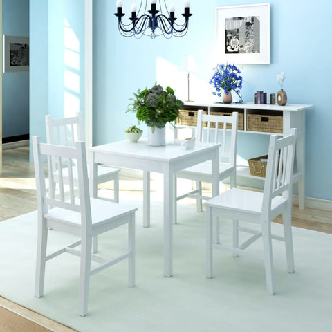 Five Piece Dining Set Pinewood White 242957