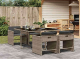 Garden Dining Set Grey PE rattan, powder-coated steel, tempered glass 3211076