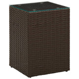 ZNTS Side Table with Glass Top Brown 35x35x52 cm Poly Rattan 316377