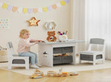 Kids Table and Chair Set, Toddler Table and 2 Chairs Set with 6 Removable Drawers, for Boys Girls T3398P422135