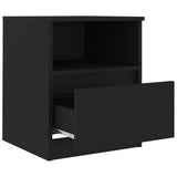 Bed Cabinet Set of 2 Black Engineered Wood Compact Bed Cabinet 806160