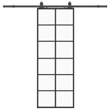 Sliding Door with Hardware Set Black 76x205 cm ESG Glass 3375930