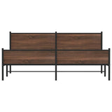 Metal Bed Frame without Mattress Brown Oak 193x203 cm 3301417