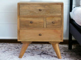 Solid Wood Wall Mounted Rounded Bedside, 1 Drawer, Light Brown B2743P402969