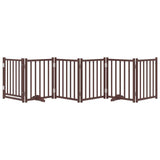 Dog Gate with Door Foldable 6 Panels Brown Oak 300 cm Solid Wood Fir 352293