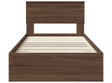 Bed Frame Brown Oak and Silver 75 x 190 cm Engineered Wood 3410964