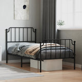 ZNTS Metal Bed Frame with Headboard and Footboard Black 90x200 cm 373898