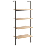 4-Tier Leaning Shelf Light Brown and Black 64x35x152.5 cm 336382