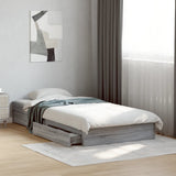 Bed Frame with Drawers without Mattress Grey Sonoma 90x200 cm 3280683