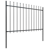 Garden Fence with Spear Top Steel 181x120 cm Black 144926