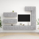 7 Piece TV Cabinet Set Concrete Grey Engineered Wood 3079137