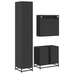ZNTS 3 Piece Bathroom Furniture Set Black Engineered Wood 3301085