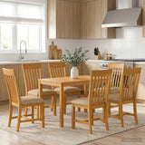 Dining Set 7 pcs Beige Solid Oak Wood 3430263