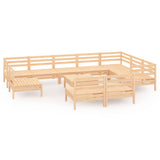 11 Piece Garden Lounge Set Solid Wood Pine 3083069