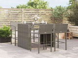 Garden Bar Set Grey PE Rattan, Powder-Coated Steel, Tempered Glass 3187667