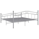 Bed Frame Grey Powder-coated metal Double Durable Bed Frame 325002
