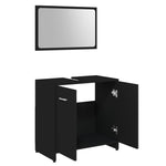 ZNTS 3 Piece Bathroom Furniture Set Black Engineered Wood 3056917