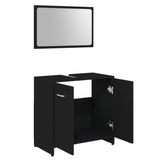 ZNTS 3 Piece Bathroom Furniture Set Black Engineered Wood 3056917