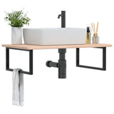 Basin Shelf Wall Mounted Steel and Solid Wood Oak 3302465
